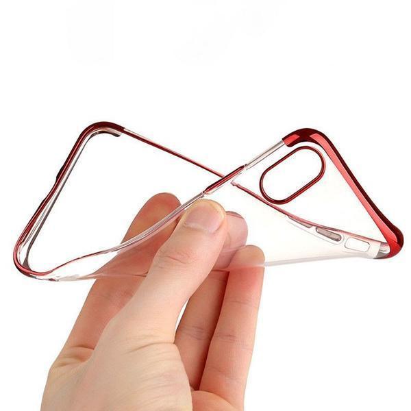 iPhone XS Max Transparent / Tunt silikon skal tunt-3mm med - Roséguld Ram