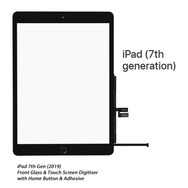 iPad 7/8 Touch Glas med hemknapp - Svart - Model: A2197 A2198 A2200