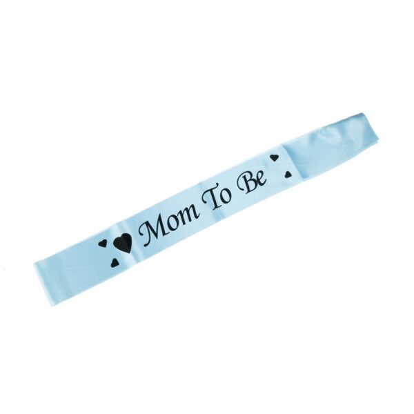 Mom To be band/ Band för din baby shower/ Ljusblå färg med guld text